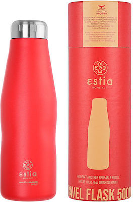 Estia Travel Flask Save the Aegean Μπουκάλι Θερμός Ανοξείδωτο BPA Free Scarlet Red 500ml