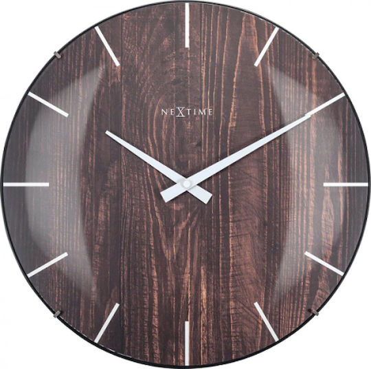 Nextime Silent Wall Clock Wooden Brown Ø35cm
