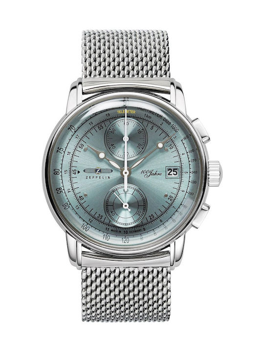 Zeppelin Watch Chronograph Battery with Silver Metal Bracelet