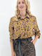 Women's Satin Long Sleeve Shirt Yellow