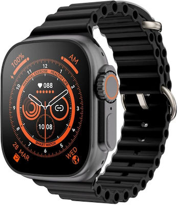 X8 Ultra Max 49mm Smartwatch mit Pulsmesser (Schwarz)