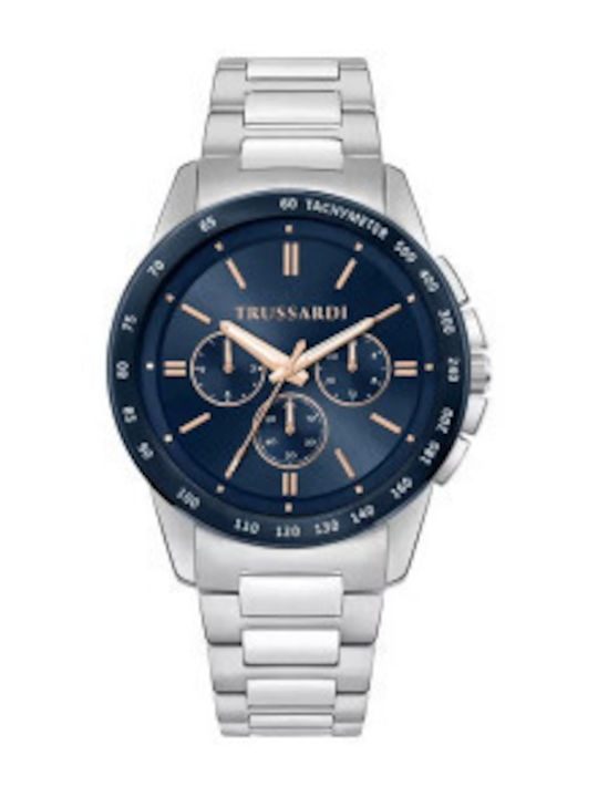Trussardi Men's Watch 44mm Battery with Silver Metal Bracelet