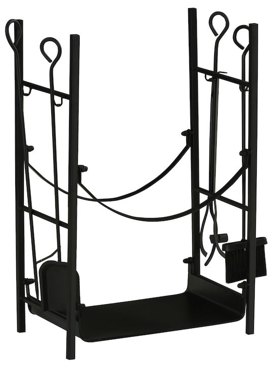 Outsunny Metallic Shelf Wood Storage 44.5x29.5x73cm Black