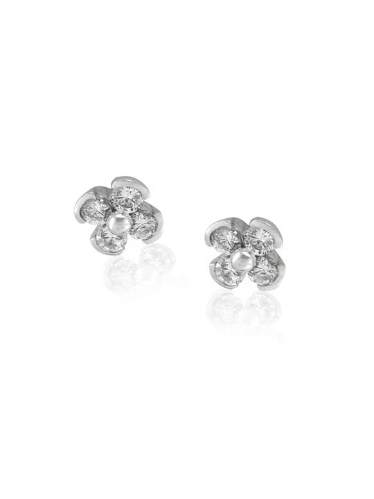 14K White Gold flower earrings made of white gold