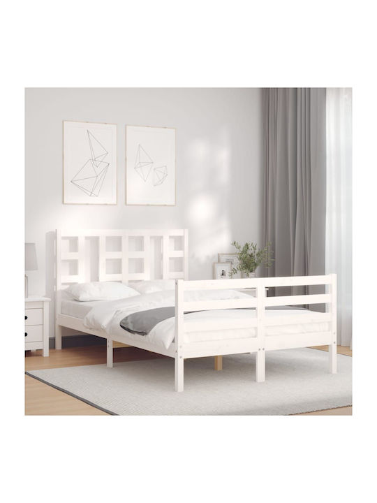 Κρεβάτι Ημίδιπλο από Μασίφ Ξύλο Λευκό για Στρώμα 120x190cm