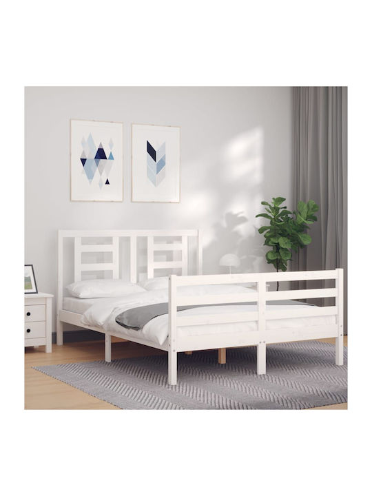 Κρεβάτι Ημίδιπλο από Μασίφ Ξύλο Λευκό για Στρώμα 120x190cm