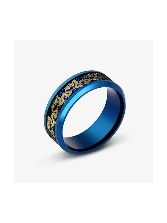 Steel under allergy ring tribal blue