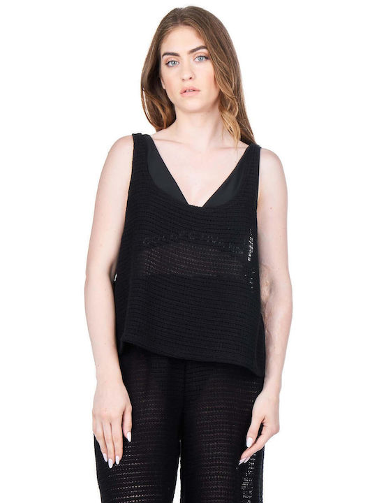 Γυναικείο Crop Top Αμάνικο Μαύρο