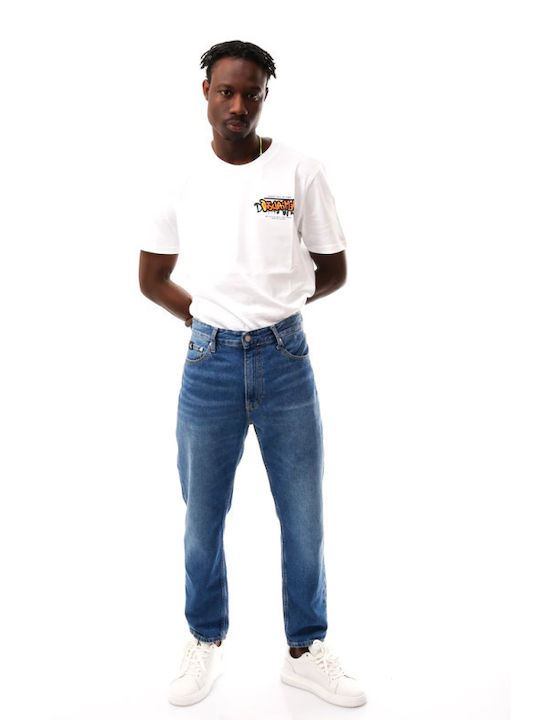 Ανδρικό Παντελόνι Τζιν Cropped με Relaxed Εφαρμογή Μπλε