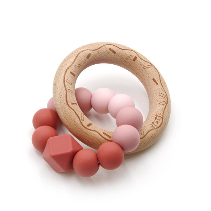 Mimijo Donut Scarlet Wooden Teething Ring BPA Free for 0 m