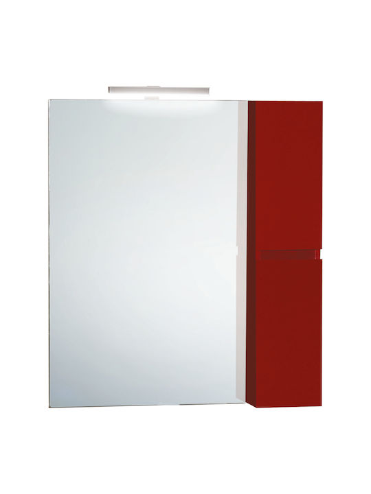 Mirror with cabinet and led sconce ProBagno 906AMB 80x12x90Y MDF red