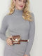 Midi Dress Knitted Turtleneck Grey