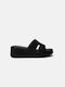 InShoes Women's Leather Platform Wedge Sandals Black