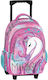 Graffiti Unicorn School Bag Trolley Elementary, Elementary Lilac with Water Bottle Holder