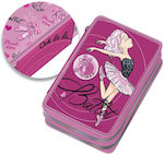 Graffiti Ballerina Pencil Case Full with 2 Compartments Fuchsia