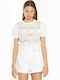 Women's Summer Blouse Short Sleeve White