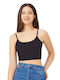 CottonHill Christina Women's Summer Crop Top with Straps Black