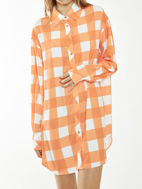 Glamorous Summer Mini Shirt Dress Dress Orange