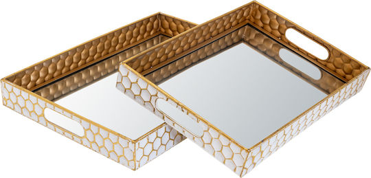 Zen Collection Metallic Rectangular Decorative Tray 40x5x30cm 2pcs