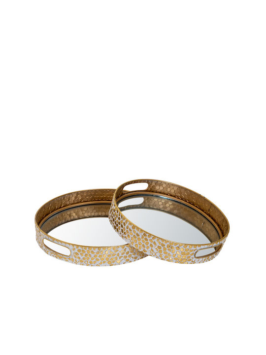 Zen Collection Διακοσμητικός Δίσκος Μεταλλικός Ορθογώνιος 35.8x35.5x5.1cm 2τμχ