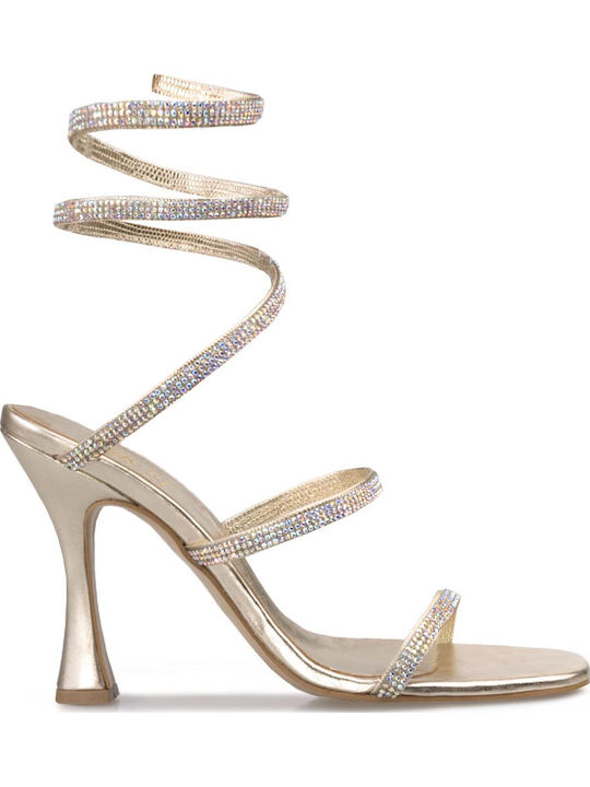 Utopia Sandals U38-004 Leather Sandals with Strass Gold