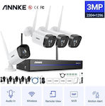 Annke Integriertes CCTV-System Wi-Fi mit 4 Drahtlosen Kameras 5MP
