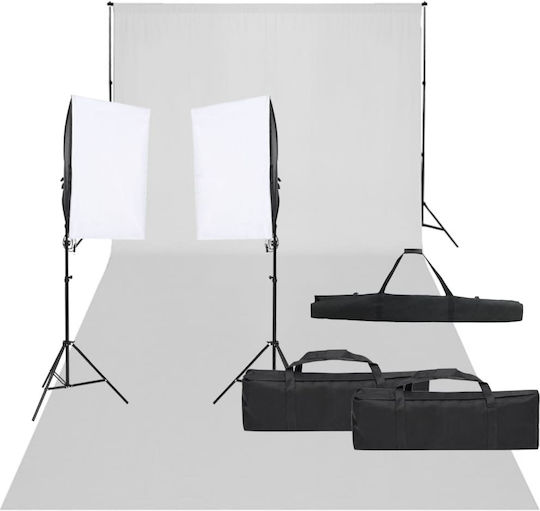 vidaXL Комплект Фотографско Студио Set Светлини & Фон Комплект осветление за студио