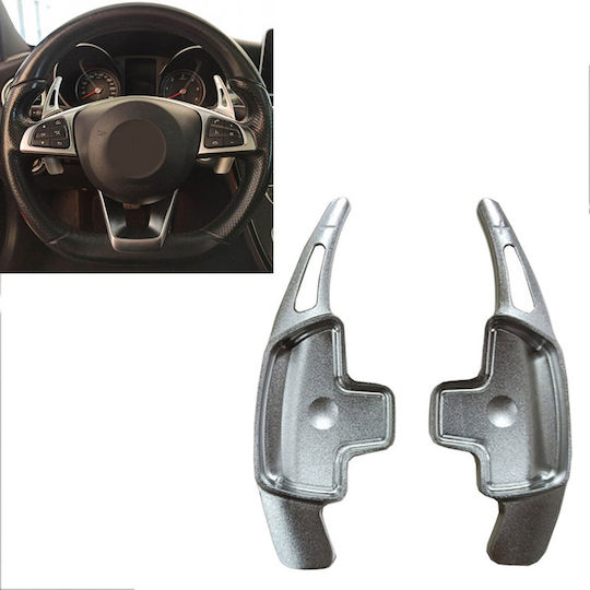 Carner Steering Wheel Decoration Aluminum Shift Paddles for Mercedes-Benz C-Class W205 / GLC / GLE / S-Class / CLA / GLA Silver 2pcs in Silver Color 0029795