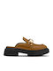 Genius Women's Mules with Chunky Low Heel in Tabac Brown Color