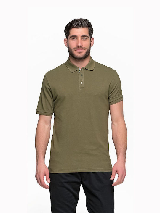 Men's khaki polo-style button-up blouse