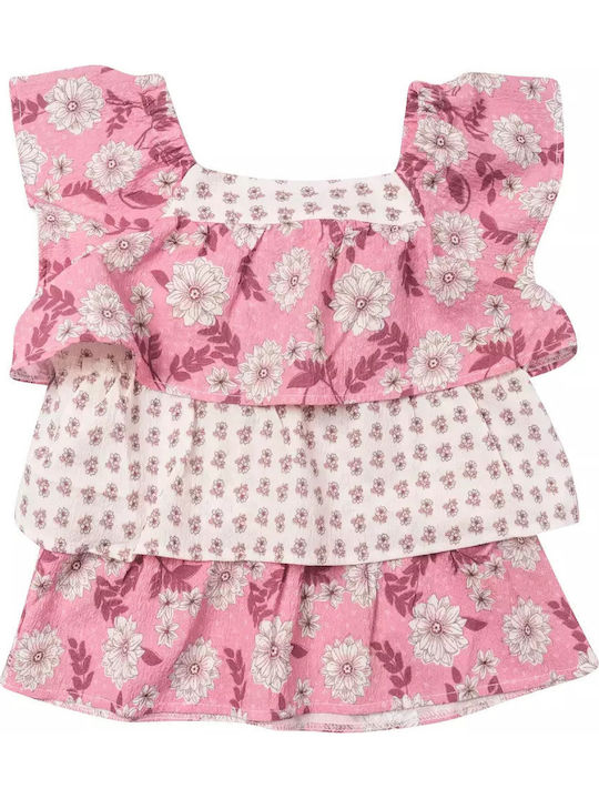 Mayoral Kids' Crop Top Sleeveless Pink Flower Sky