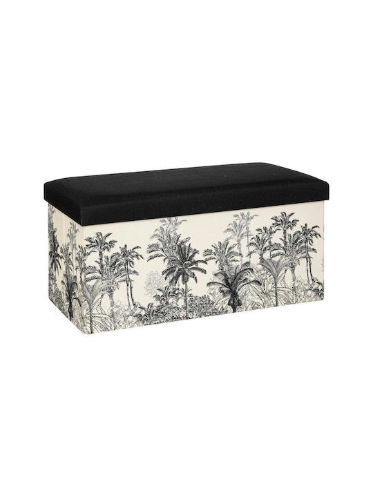 Bench Stool With Storage Space Upholstered With Fabric A-S Benicio Black And White 76x38x38cm