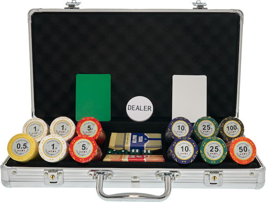 Pokeritems Комплект 300 Покер Чипове 14гр в Куфарче с 2 Покер Карти