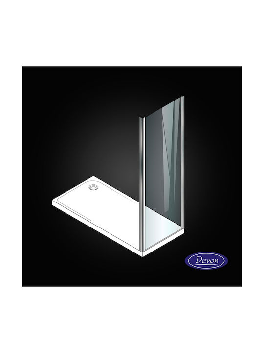 Devon Flow Slider Σταθερό Πλαϊνό Ντουζιέρας 89-92x195cm Clean Glass Chrome