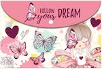 Must Folder with Button for Paper A4 Pink Follow Your Dream