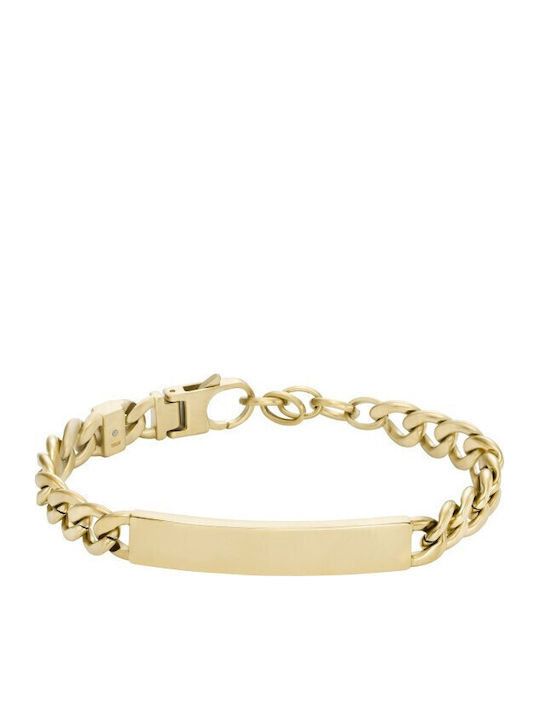 Fossil Men's Identity Bracelet Made of Stainless Steel Gold Plated 18.5cm