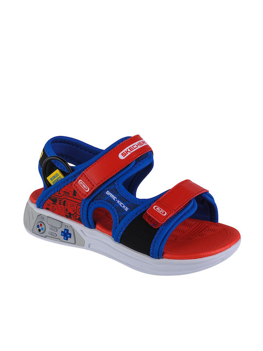 Skechers Sandale Copii Power Splash cu Scratch & Luminițe Multicolore