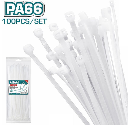 Total Cable Ties Plastic 450mm x 7.6mm in White Colour (100 pcs)