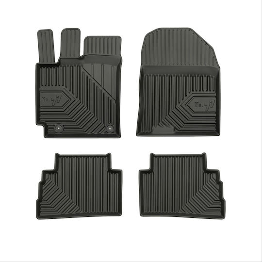 Frogum Set of Front and Rear Mats 4pcs Tray Type for Hyundai Kona 2017-2023 Black