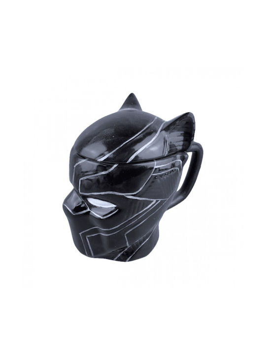 Romvous Black Panther Κούπα Κεραμική με Καπάκι Μαύρη 350ml