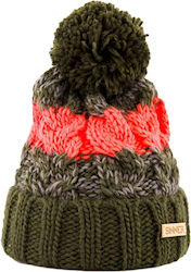 Sinner Jackson Pom Pom Beanie Unisex Σκούφος Πλεκτός σε Κόκκινο χρώμα