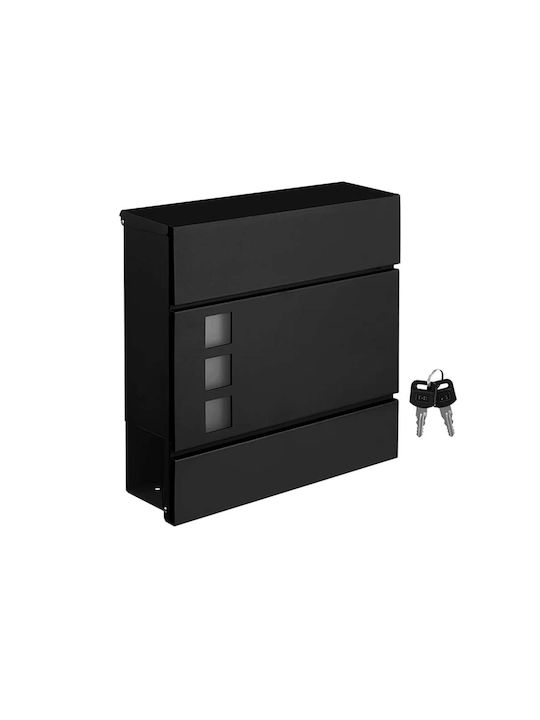 Songmics Γραμματοκιβώτιο Εξωτερικού Χώρου Μεταλλικό σε Μαύρο Χρώμα 37x10.5x37cm