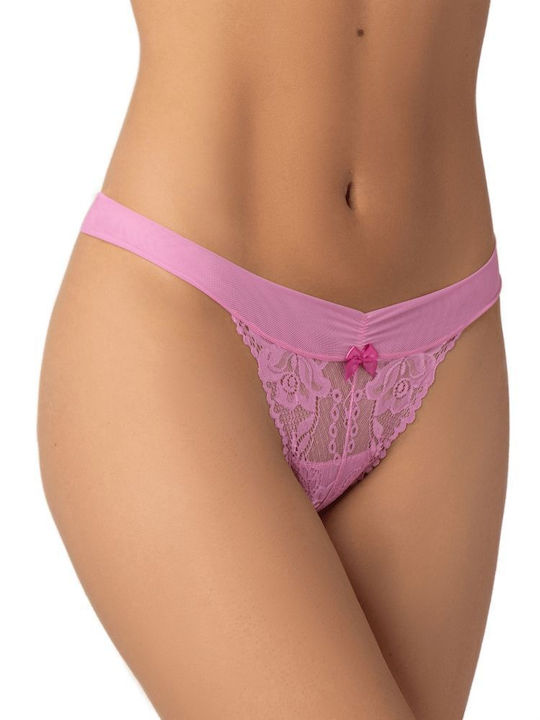 Γυναικείο String με Δαντέλα Ροζ