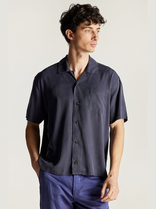 Dirty Laundry Men's Shirt Short Sleeve Navy Blue