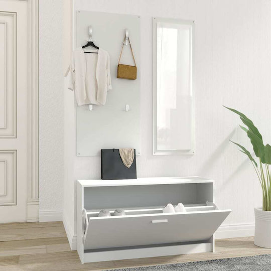 Entry Furniture with Mirror / Hanger & Shoe Rack 80x27x46.5cm