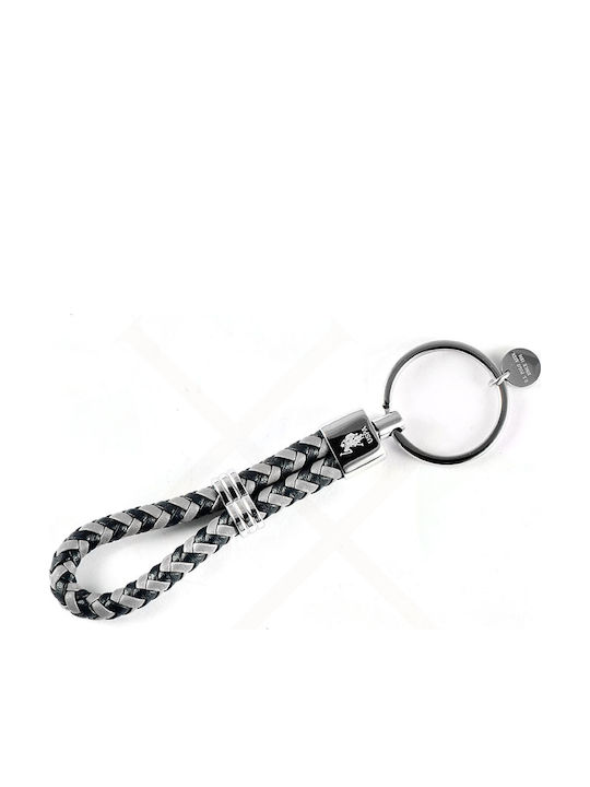 U.S. Polo Assn. Keychain Leather Silver
