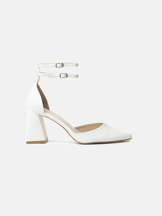 InShoes White Heels with Strap