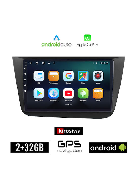 Kirosiwa Auto-Audiosystem für Seat Toledo 2004-2009 (Bluetooth/USB/AUX/WiFi/GPS/Apple-Carplay/Android-Auto) mit Touchscreen 9"