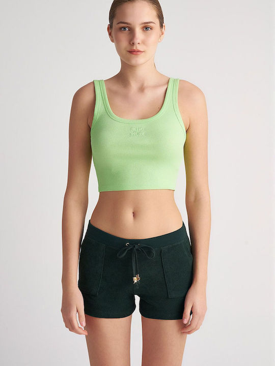 SugarFree Γυναικείο Crop Top Αμάνικο Καλοκαιρινό Πράσινο