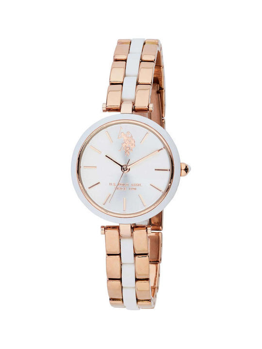 U.S. Polo Assn. Watch with Pink Gold Metal Bracelet